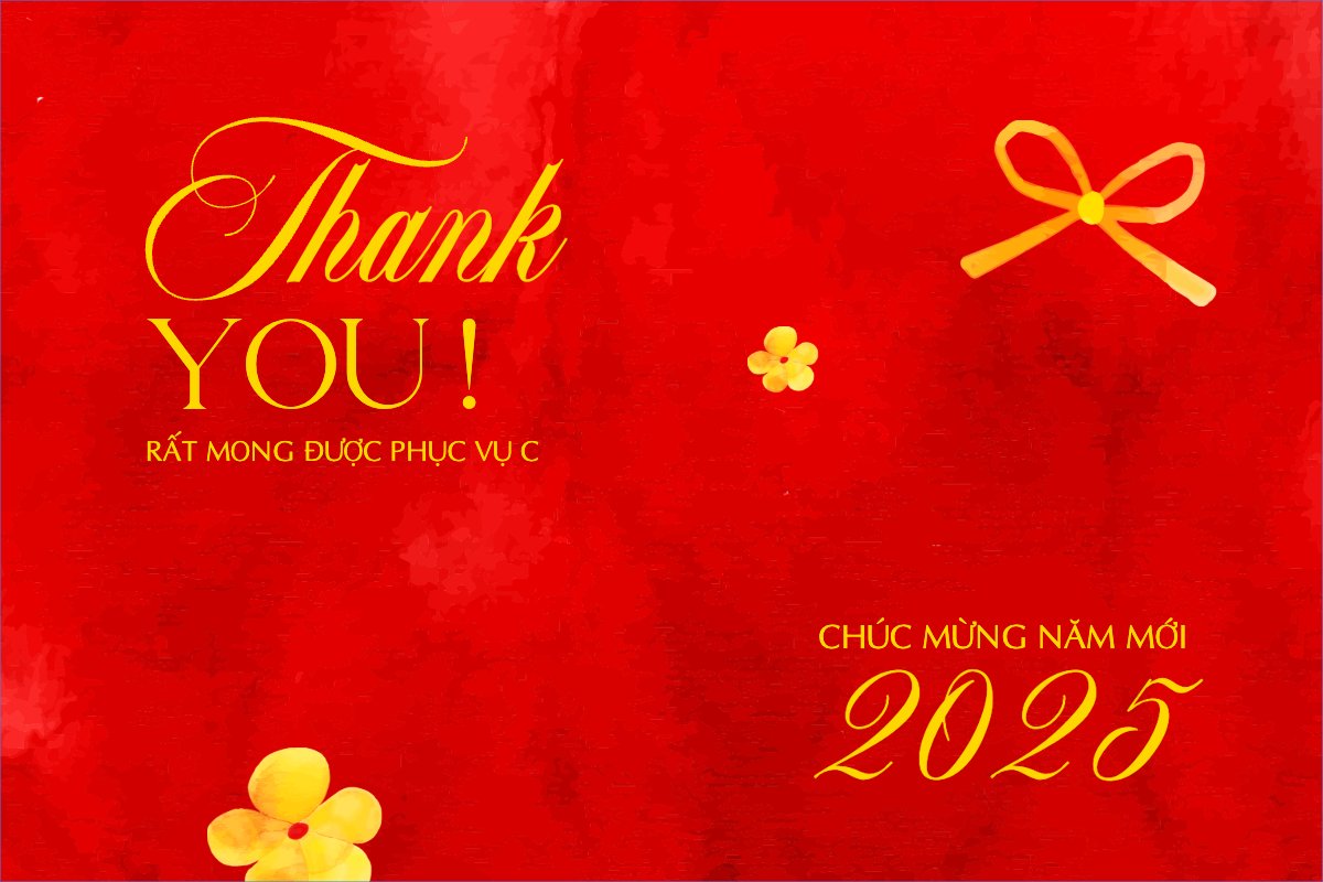 Mẫu Thank you card Tết, Xuân, Ất tỵ, 2025, năm 2025, hoa lá, thuần Việt, cổ điển — LayerPic