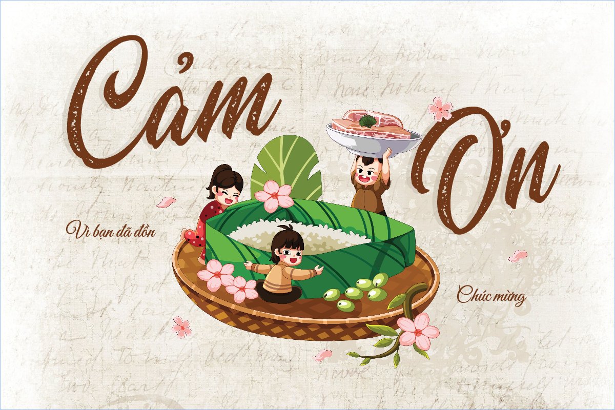Mẫu Thank you card Tết, Xuân, Ất tỵ, 2025, năm 2025, hoa lá, thuần Việt, cổ điển, dễ thương — LayerPic