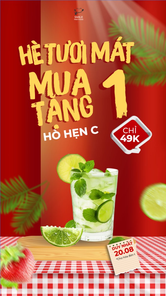 Mẫu Bài post MXH (9:16) Trà chanh, lemontea, nước uống, juice, giải khát, F&B, drink, cafe, coffee, cà phê, trà sữa, milk tea, hiện đại — LayerPic