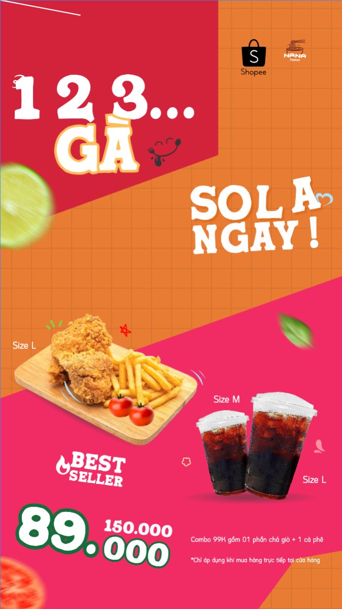 Mẫu Bài post MXH (9:16) Gà, gà rán, cà phê, coffee, nước uống, đồ ăn, food, thực phẩm, ẩm thực, món ăn, F&B, nhà hàng, thức ăn, dễ thương, hiện đại — LayerPic