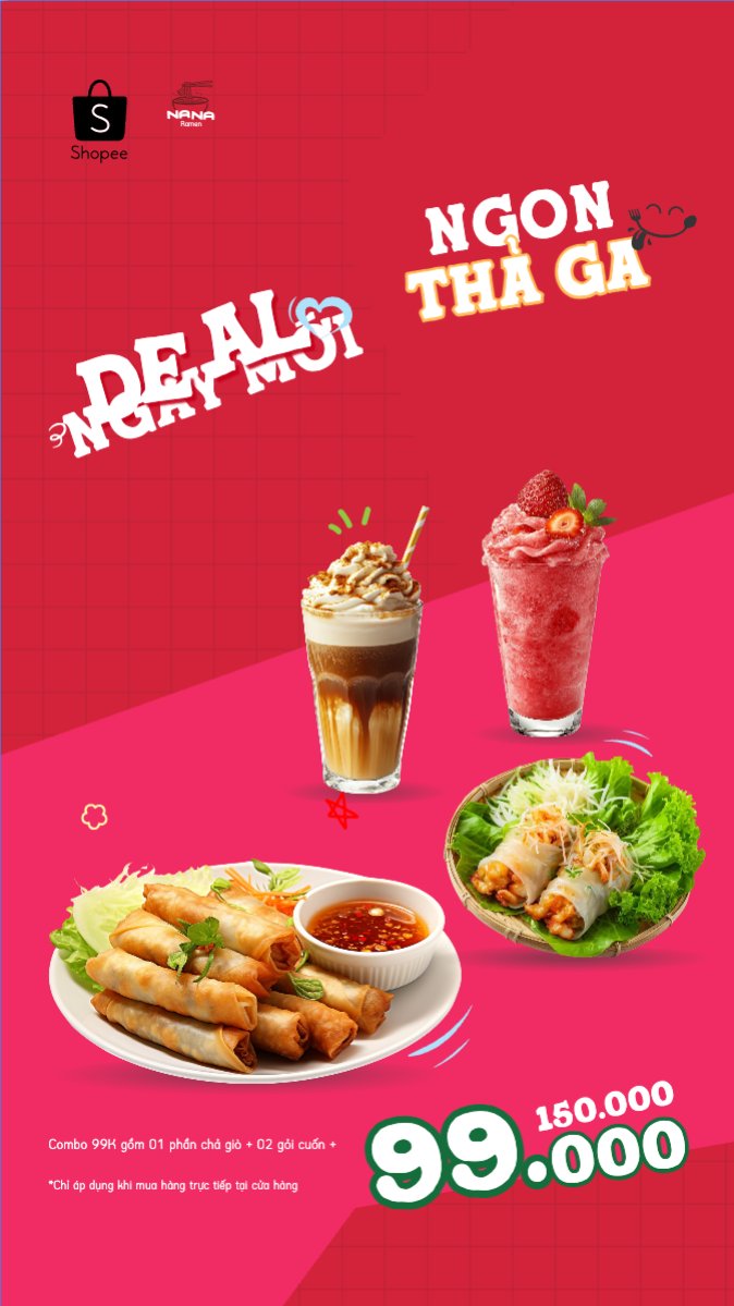 Mẫu Bài post MXH (9:16) Chà giò, chả, trà dâu, nước uống, đồ ăn, food, thực phẩm, ẩm thực, món ăn, F&B, nhà hàng, thức ăn, dễ thương, hiện đại — LayerPic