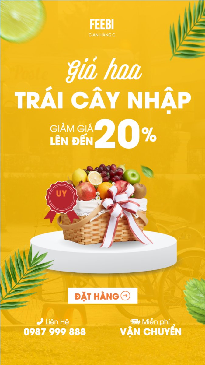 Mẫu Bài post MXH (9:16) Trái cây, fruit, đồ ăn, food, thực phẩm, ẩm thực, món ăn, F&B, nhà hàng, thức ăn, hiện đại — LayerPic