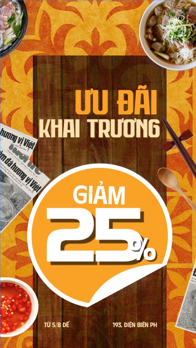 Mẫu Bài post MXH (9:16) Phở, Món ăn Việt Nam, đồ ăn, food, thực phẩm, ẩm thực, món ăn, F&B, thức ăn, cổ điển, vintage, retro, classic, truyền thống — LayerPic