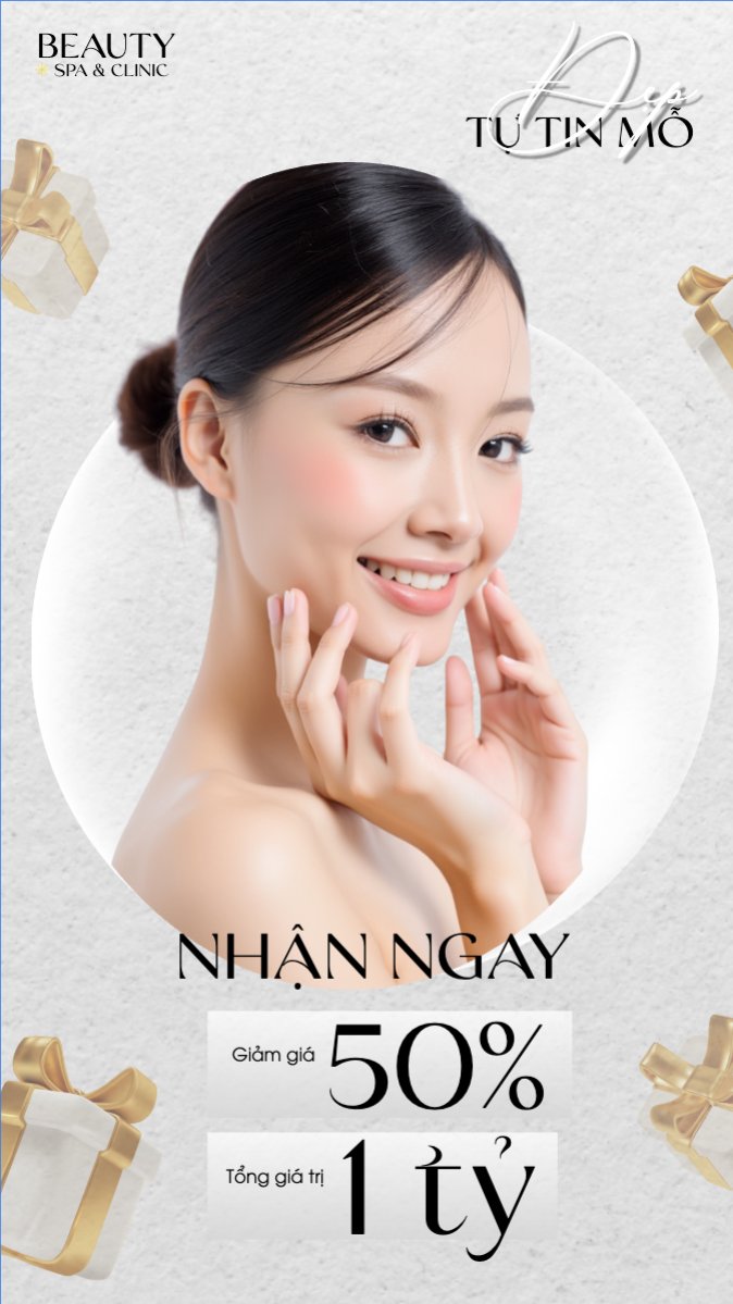 Mẫu Bài post MXH (9:16) Spa, beauty, làm đẹp, thẩm mỹ, cosmetics, hiện đại, morden — LayerPic