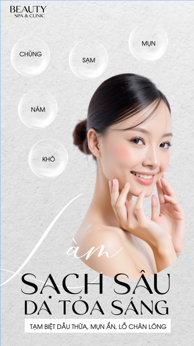 Mẫu Bài post MXH (9:16) Spa, beauty, làm đẹp, thẩm mỹ, cosmetics, hiện đại, morden — LayerPic