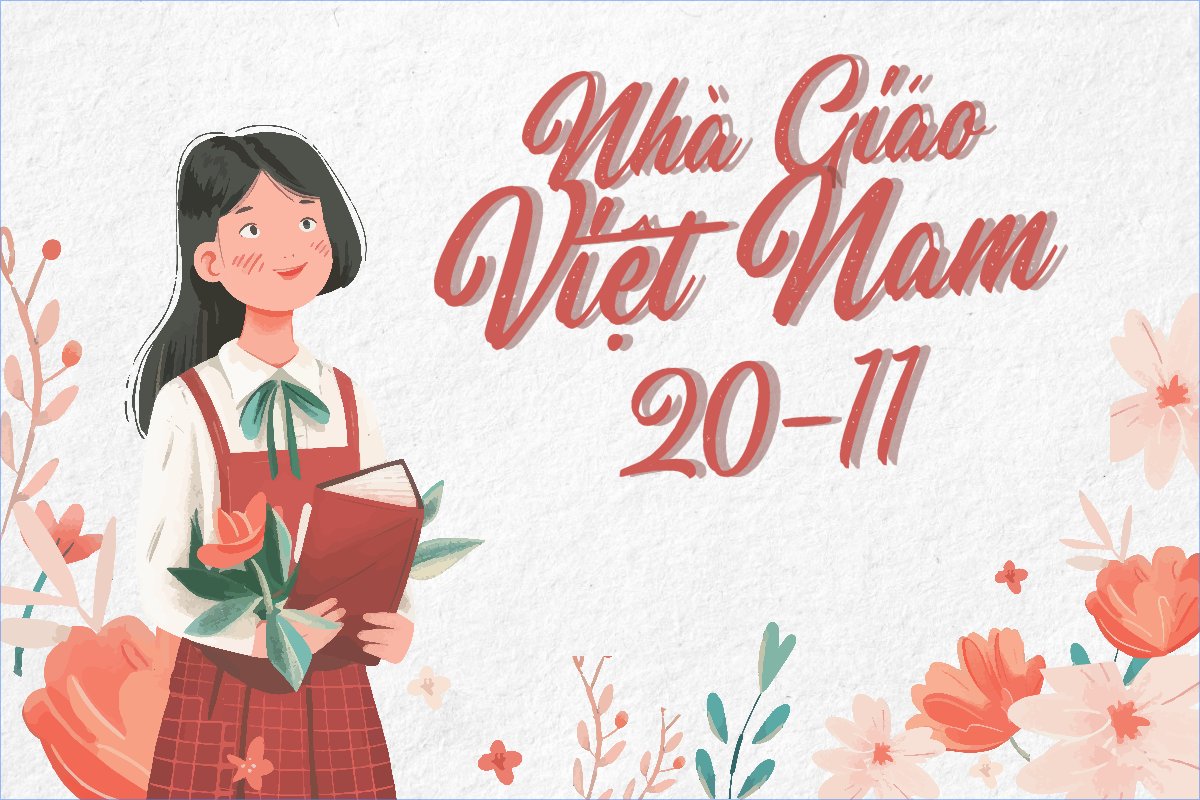 Mẫu Thank you card Ngày nhà giáo, 20/11, Teacher's day, hoa lá, thiên nhiên, floral — LayerPic
