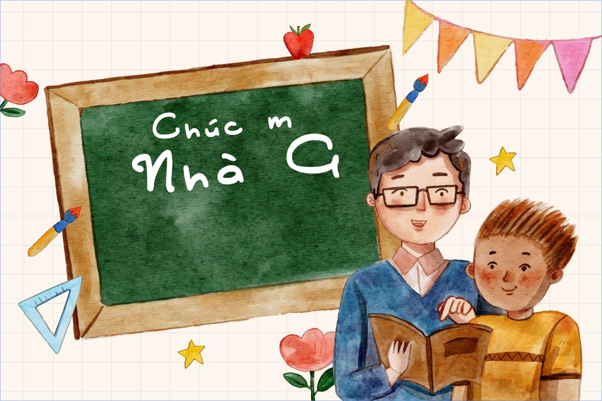Mẫu Thank you card Ngày nhà giáo, 20/11, Teacher's day, dễ thương, cute, chibi, hoạt hình, cartoon — LayerPic