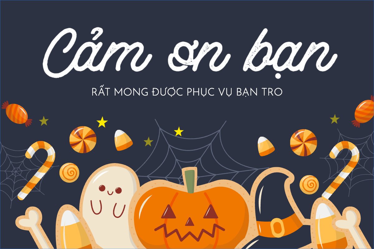 Mẫu Thank you card Halloween, dễ thương, cute, chibi, hoạt hình, cartoon — LayerPic