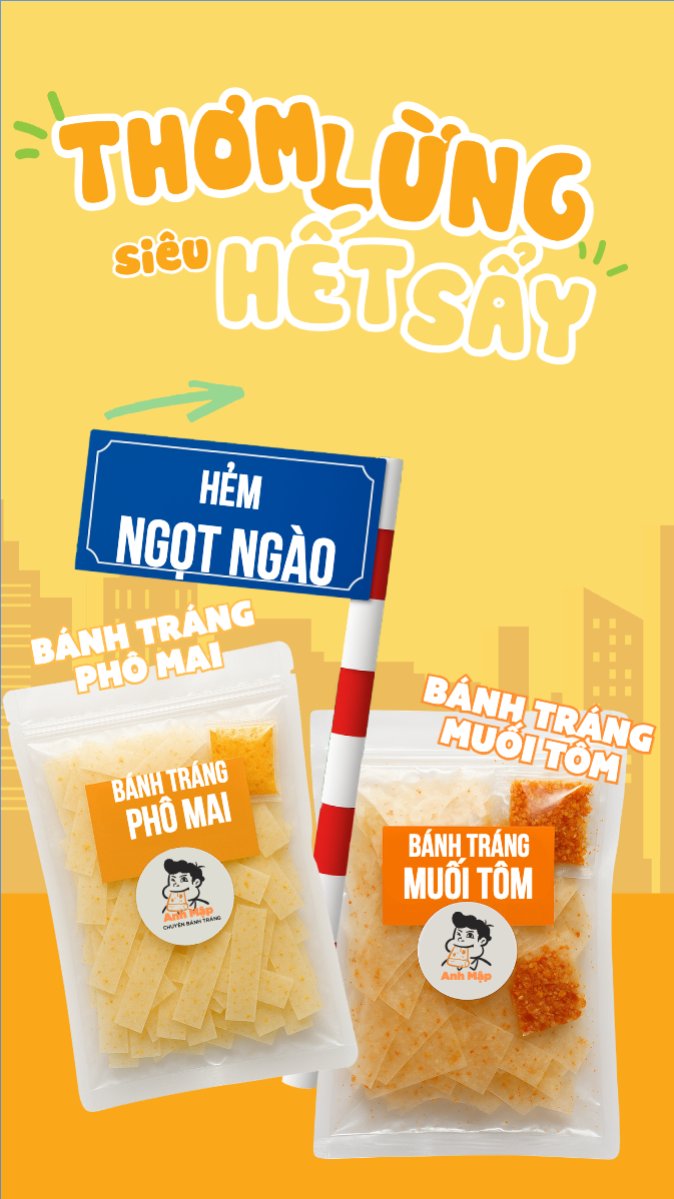 Mẫu Bài post MXH (9:16) Bánh tráng, đồ ăn, food, thực phẩm, ẩm thực, món ăn, F&B, nhà hàng, thức ăn, dễ thương, hiện đại — LayerPic