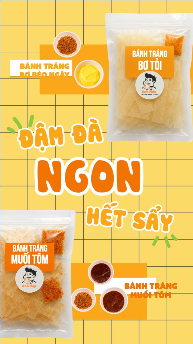 Mẫu Bài post MXH (9:16) Bánh tráng, đồ ăn, food, thực phẩm, ẩm thực, món ăn, F&B, nhà hàng, thức ăn, dễ thương, hiện đại — LayerPic