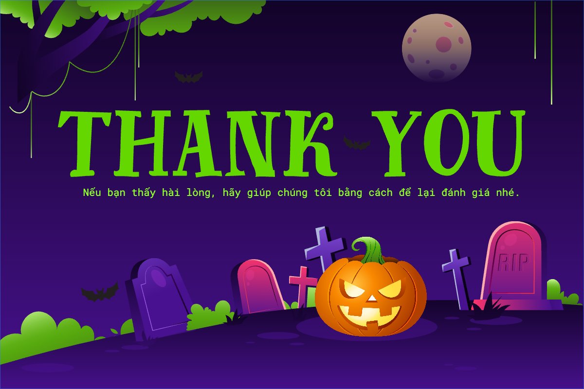 Mẫu Thank you card Halloween, hiện đại, sang trọng, modern — LayerPic