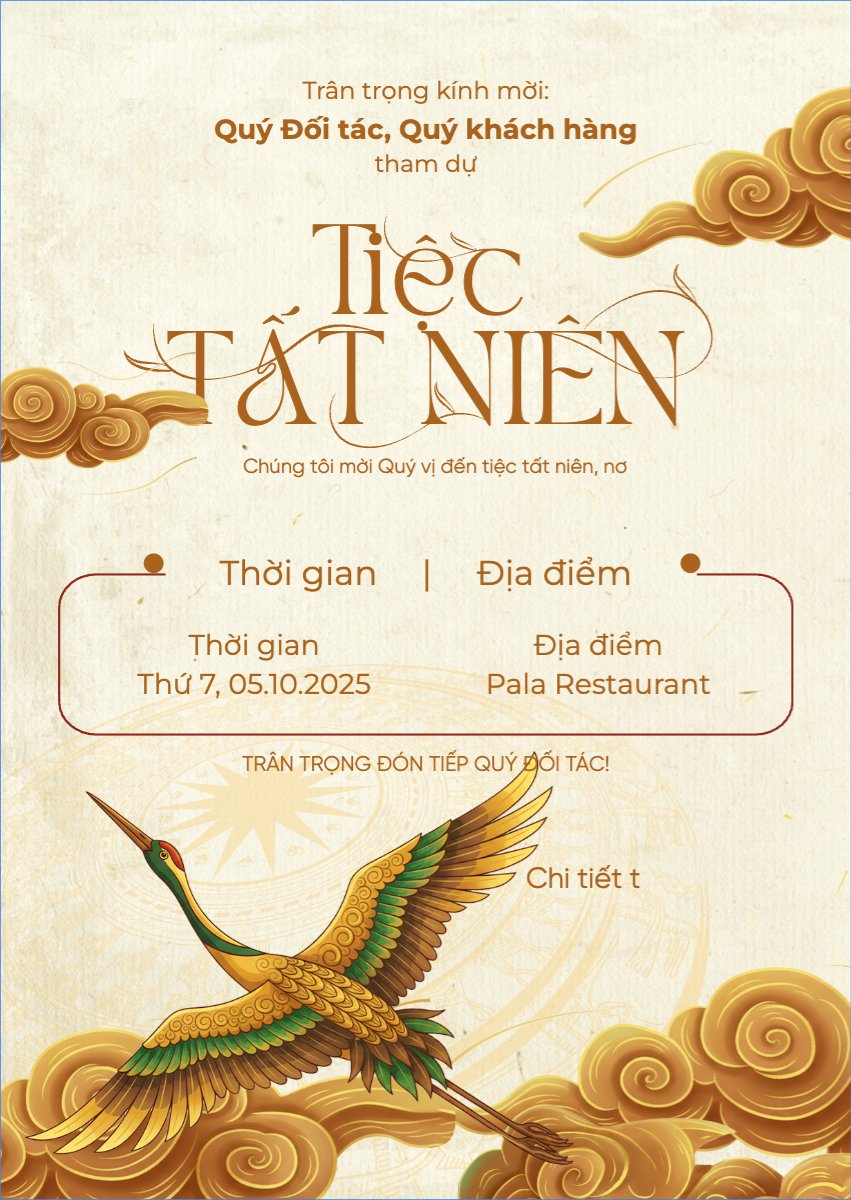 Mẫu Thư mời Tiệc tất niên truyền thống — LayerPic