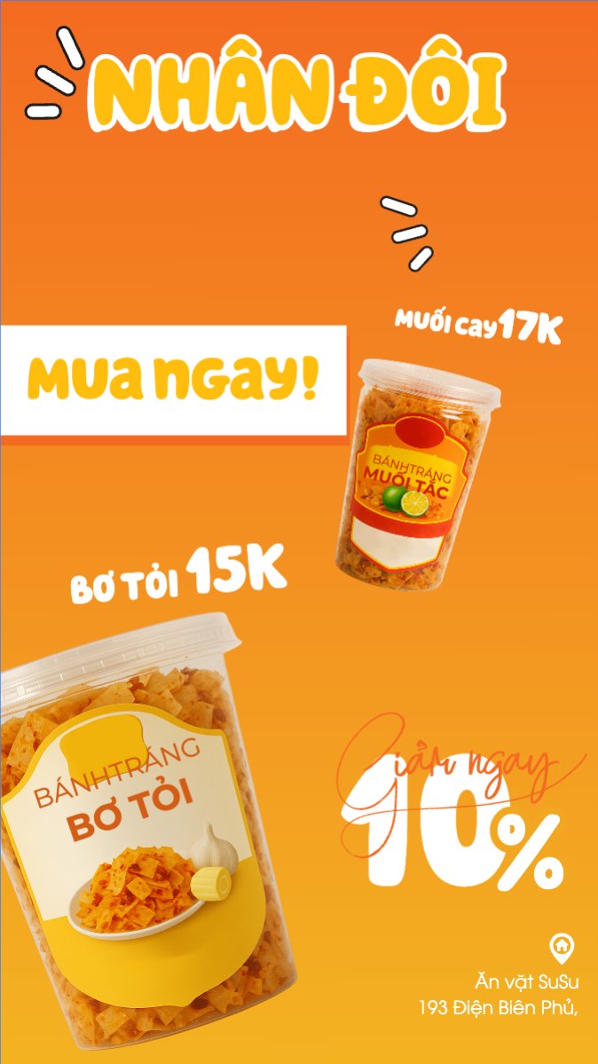 Mẫu Bài post MXH (9:16) Bánh tráng, đồ ăn, food, thực phẩm, ẩm thực, món ăn, F&B, nhà hàng, thức ăn, dễ thương, hiện đại — LayerPic