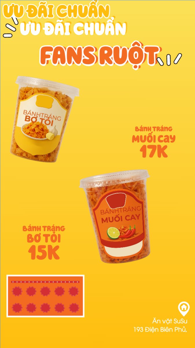 Mẫu Bài post MXH (9:16) Bánh tráng, đồ ăn, food, thực phẩm, ẩm thực, món ăn, F&B, nhà hàng, thức ăn, dễ thương, hiện đại — LayerPic