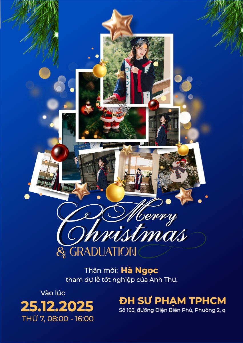 Mẫu Thư mời Merry christmas & graduation — LayerPic