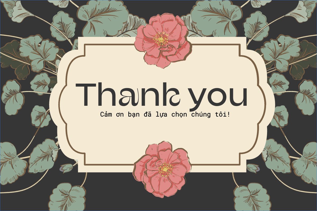 Mẫu Thank you card Cổ điển, vintage, retro, classic, flower — LayerPic
