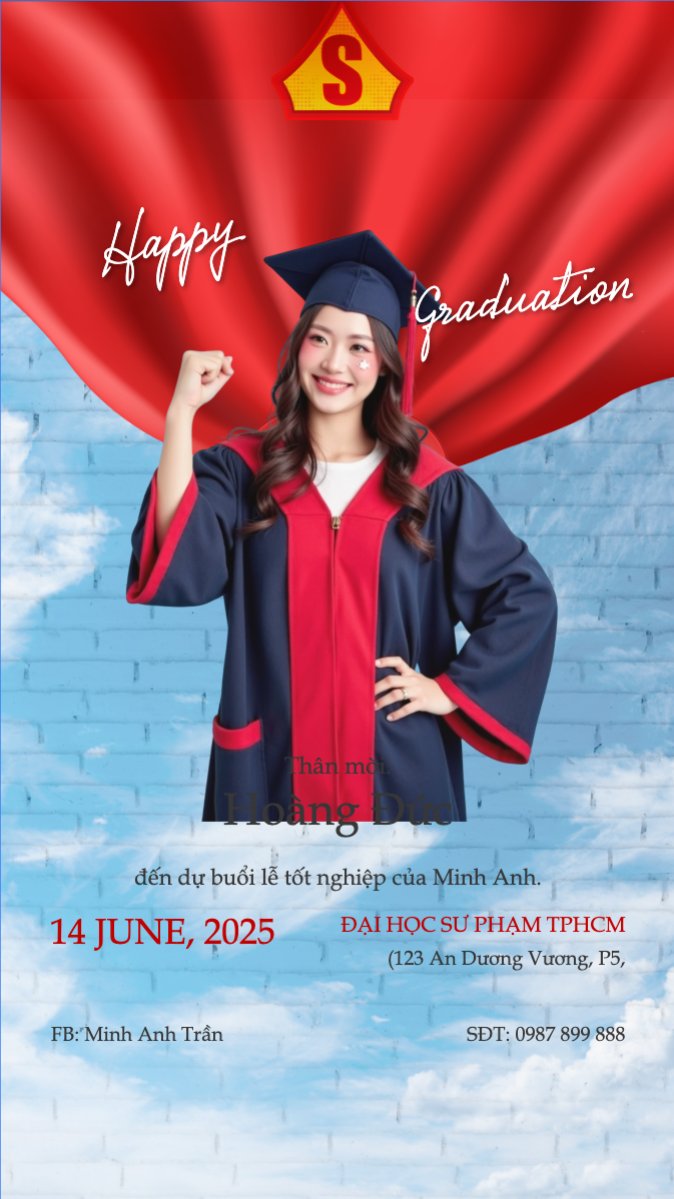 Mẫu Bài post MXH (9:16) Tốt nghiệp, graduation, giáo dục, education, sự kiện, event, hoạt hình, cartoon, superman — LayerPic