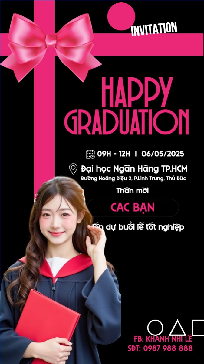 Mẫu Bài post MXH (9:16) Tốt nghiệp, graduation, giáo dục, education, sự kiện, event, hoạt hình, cartoon, squid game — LayerPic