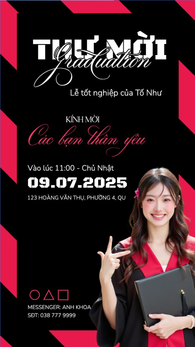 Mẫu Bài post MXH (9:16) Tốt nghiệp, graduation, giáo dục, education, sự kiện, event, hoạt hình, cartoon, squid game — LayerPic