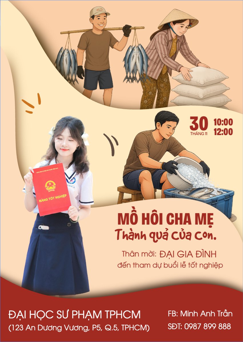Mẫu Thư mời Mô hôi cha mẹ, thành quả của con — LayerPic