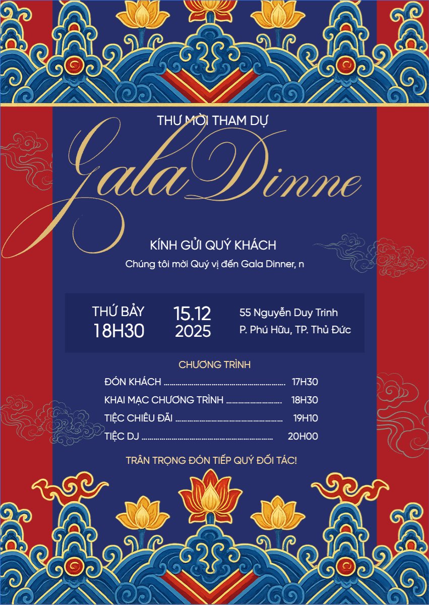 Mẫu Thư mời Gala dinner, văn phòng, office, sự kiện, event, education, kinh doanh, business, truyền thống, traditional, dân gian, cổ truyền — LayerPic