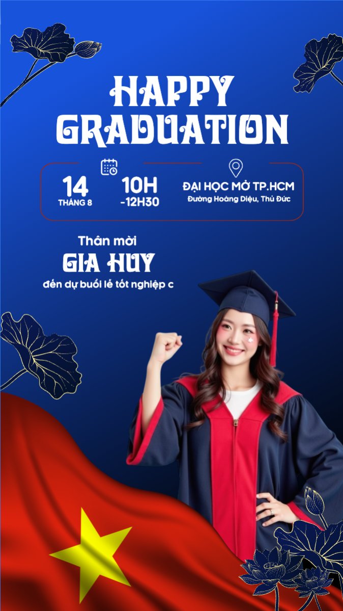 Mẫu Bài post MXH (9:16) Tốt nghiệp, graduation, giáo dục, education, sự kiện, event, Việt Nam — LayerPic