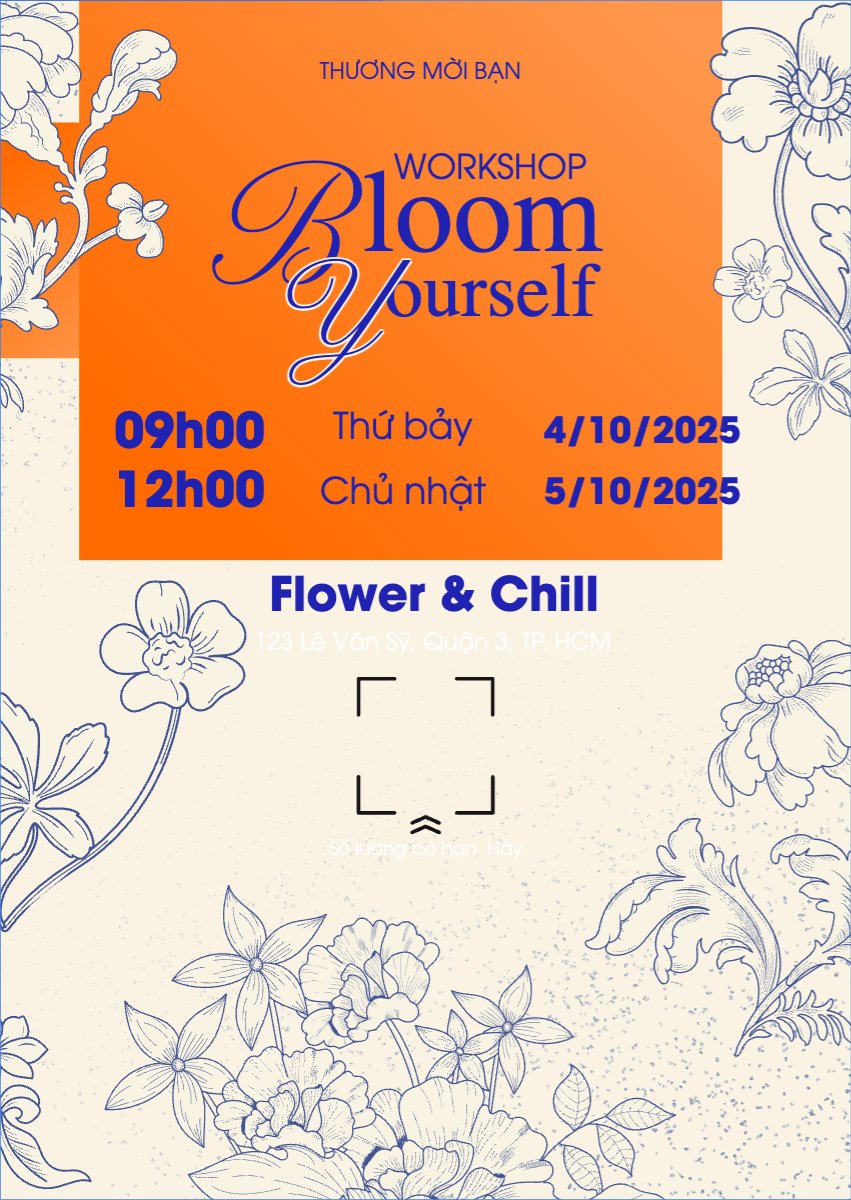 Mẫu Thư mời Workshop, cắm hoa, hoa, flower shop, flower, sự kiện, event, đơn giản, simple — LayerPic