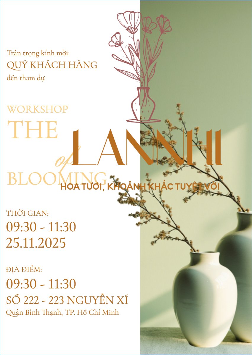 Mẫu Thư mời Workshop, cắm hoa, hoa, flower shop, flower, sự kiện, event, đơn giản, simple — LayerPic