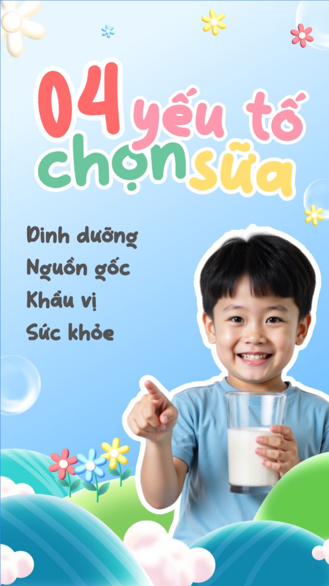 Mẫu Bài post MXH (9:16) Em bé, baby, trẻ em, kids, sữa, milk, đồ ăn, food, thực phẩm, ẩm thực, món ăn, F&B, thức ăn — LayerPic
