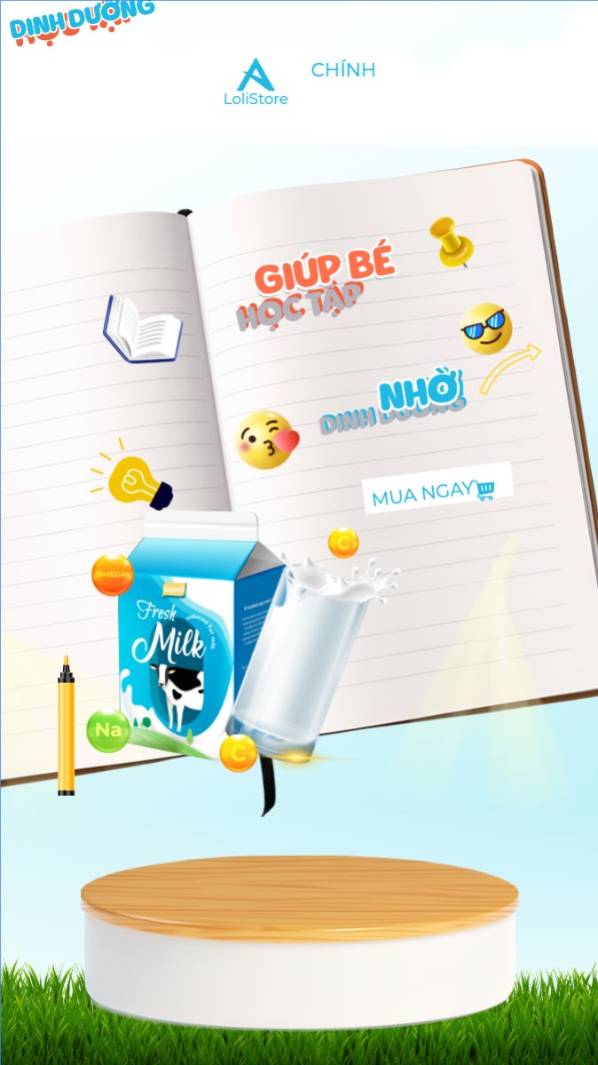 Mẫu Bài post MXH (9:16) Em bé, baby, trẻ em, kids, sữa, milk, đồ ăn, food, thực phẩm, ẩm thực, nước uống, drink — LayerPic