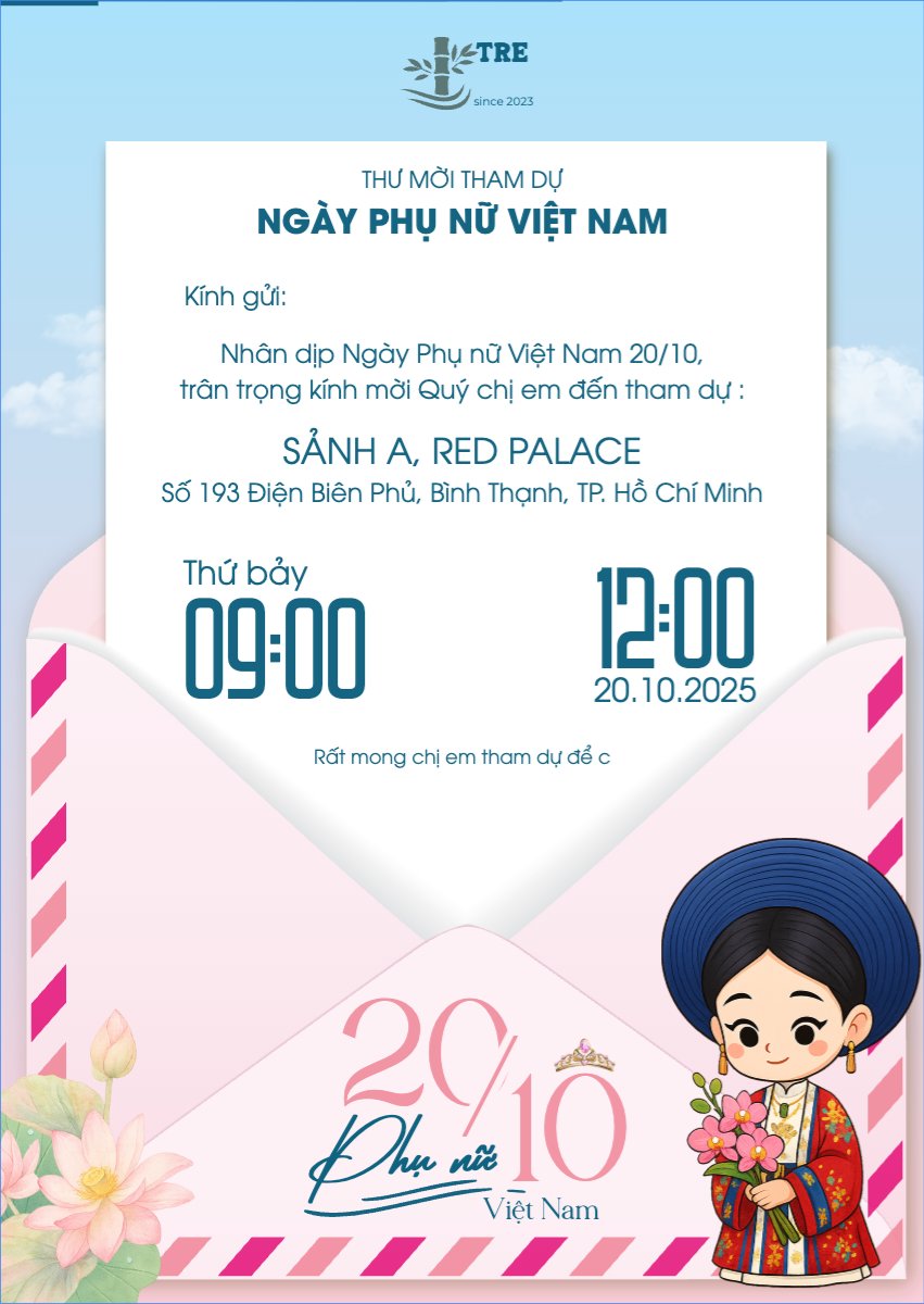 Mẫu Thư mời 20/10, Ngày phụ nữ Việt Nam, Vietnamese Women's Day, phụ nữ, sự kiện, event, dễ thương, cute, chibi, hoạt hình, cartoon — LayerPic