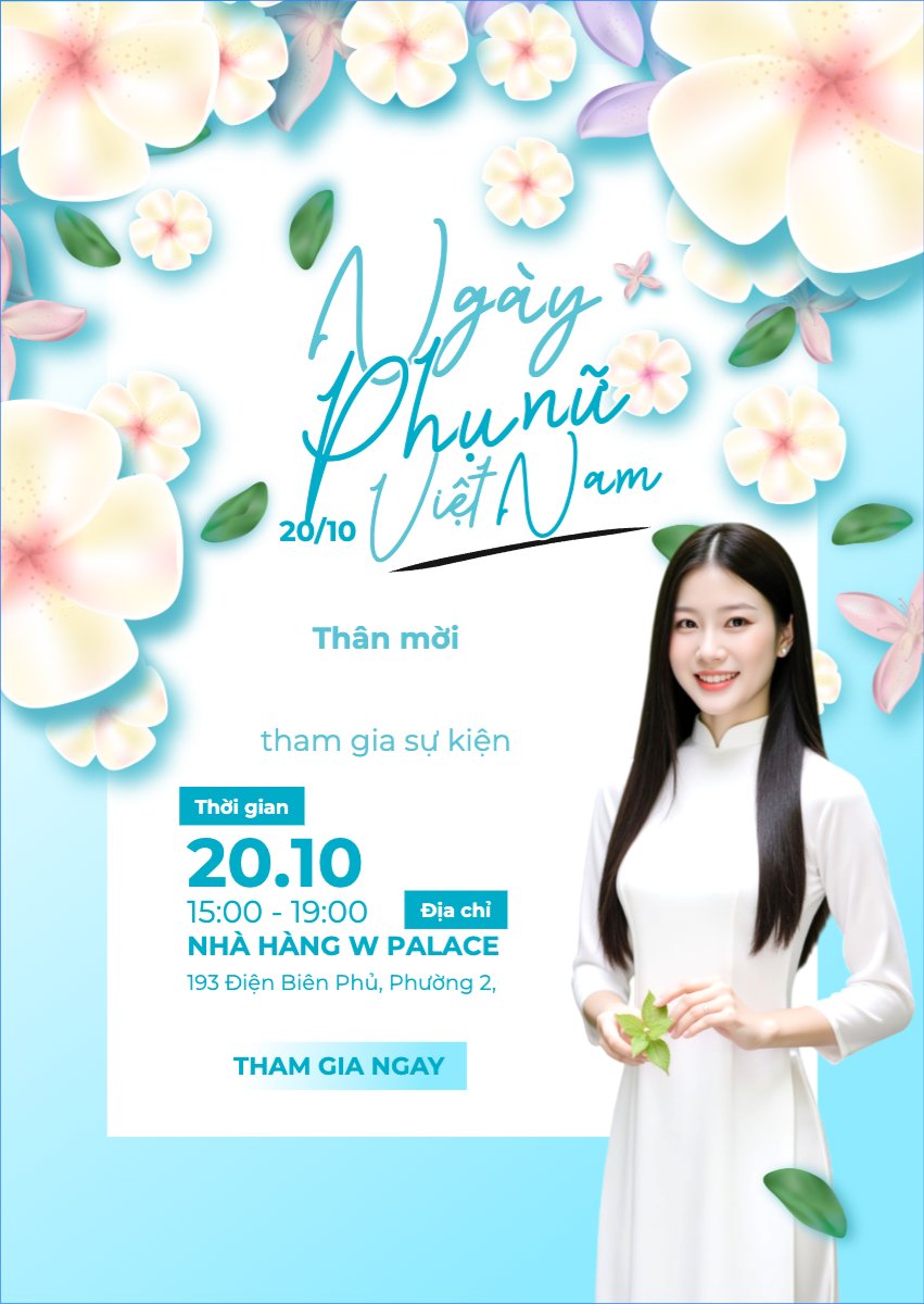 Mẫu Thư mời 20/10, Ngày phụ nữ Việt Nam, Vietnamese Women's Day, phụ nữ, sự kiện, event, làm đẹp, beauty, thẩm mỹ, modern, hiện đại — LayerPic