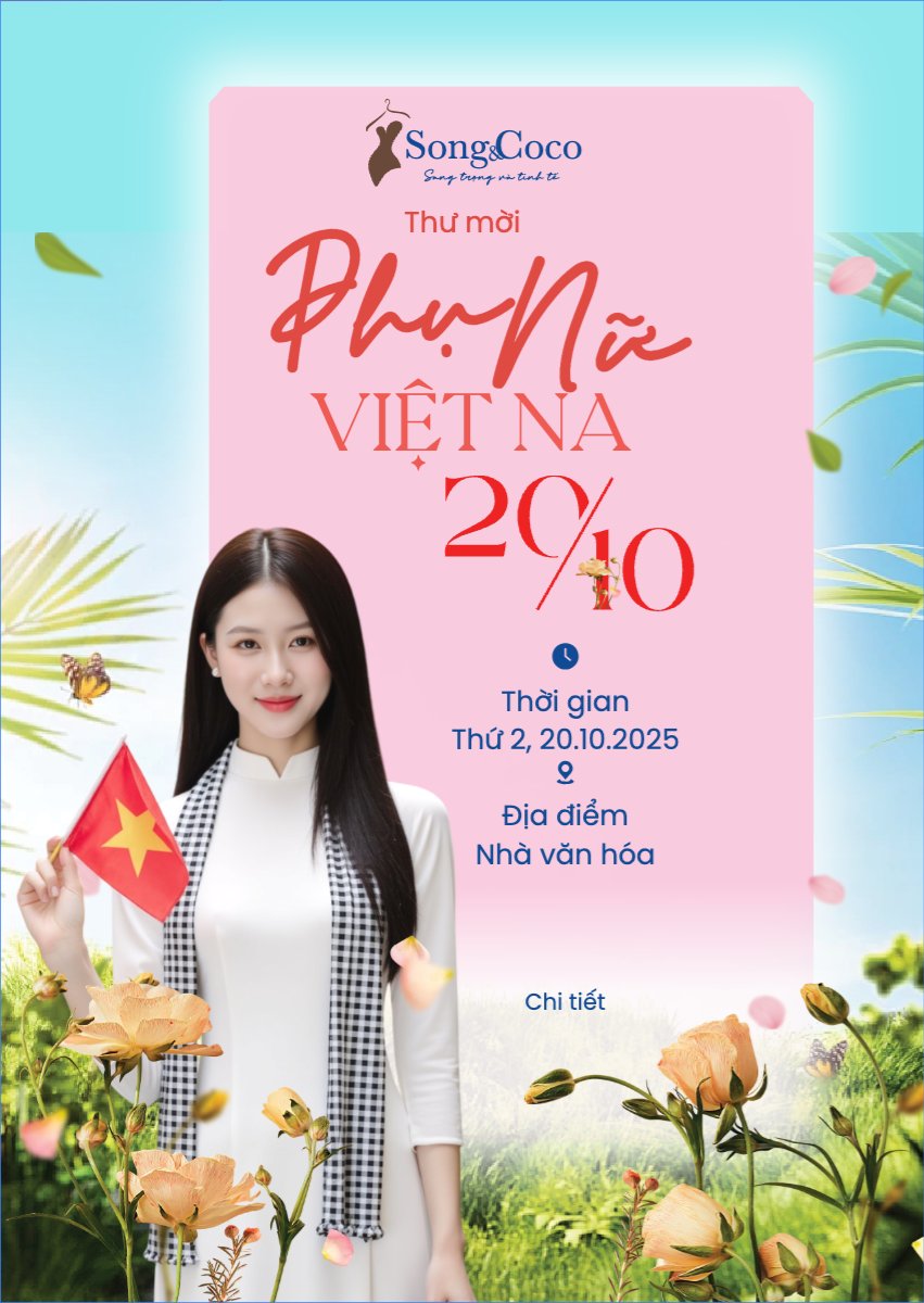 Mẫu Thư mời 20/10, Ngày phụ nữ Việt Nam, Vietnamese Women's Day, phụ nữ, sự kiện, event, làm đẹp, beauty, thẩm mỹ, modern, hiện đại — LayerPic