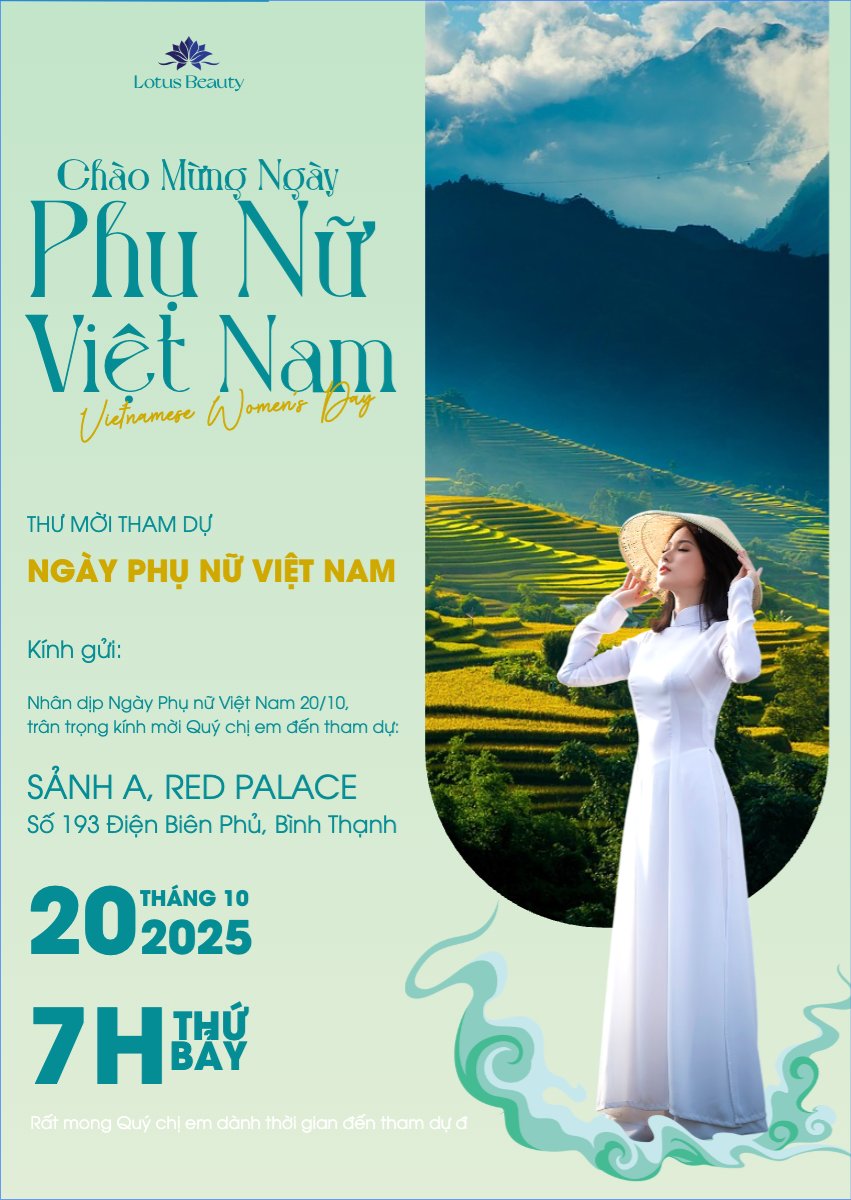 Mẫu Thư mời 20/10, Ngày phụ nữ Việt Nam, Vietnamese Women's Day, phụ nữ, sự kiện, event, hiện đại, modern, đơn giản, simple — LayerPic