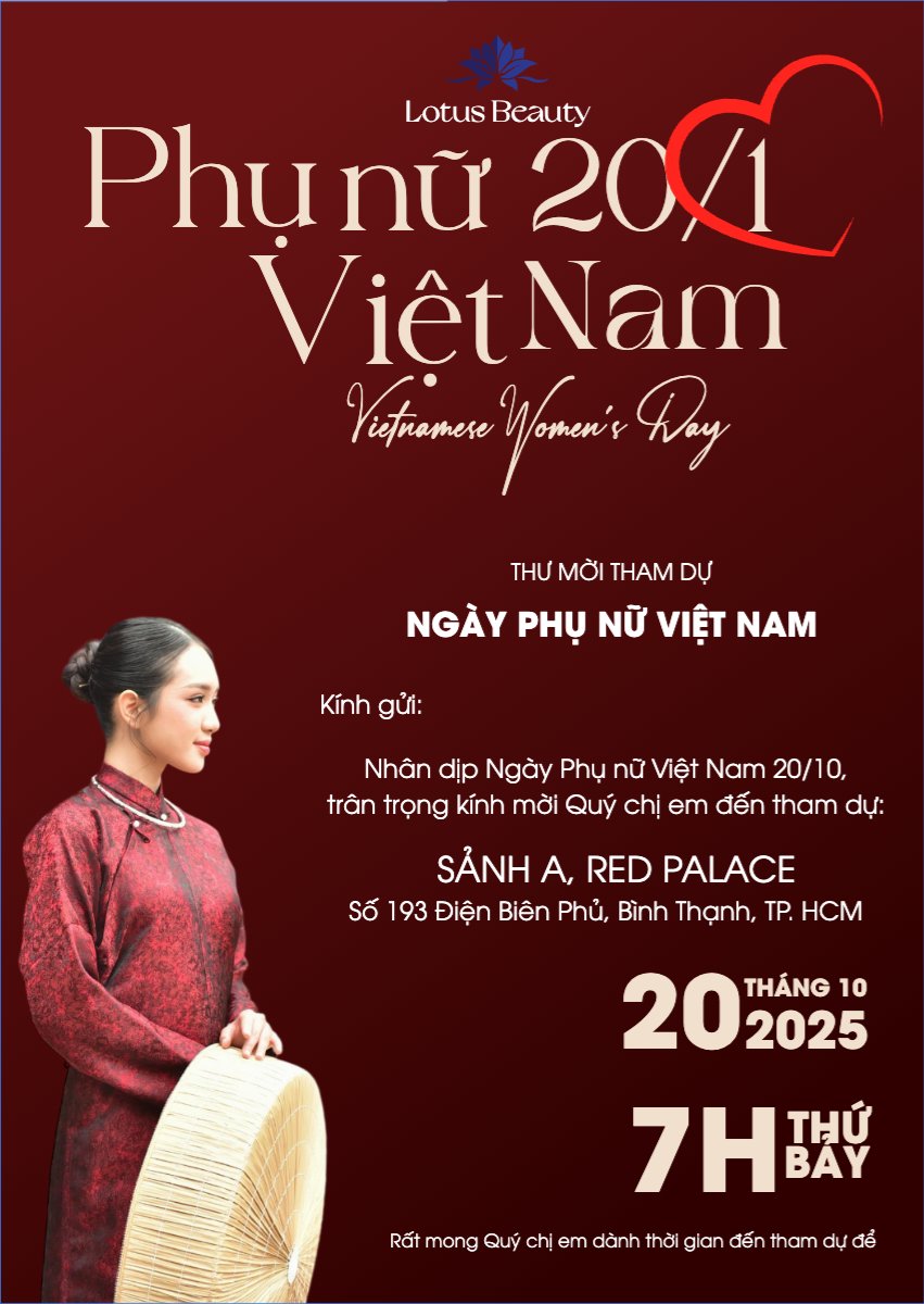 20/10, Ngày phụ nữ Việt Nam, Vietnamese Women's Day, phụ nữ, sự kiện, event, hiện đại, modern, đơn giản, simple