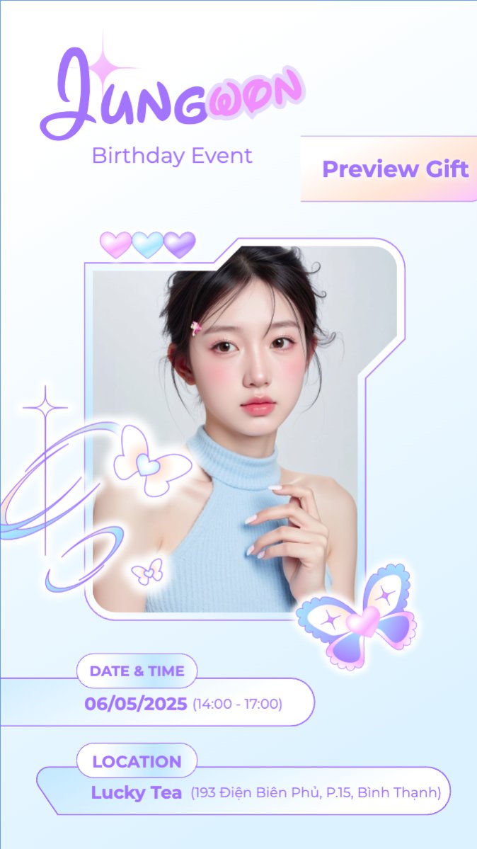 Mẫu Bài post MXH (9:16) Kpop, idol, thần tượng, sinh nhật, birthday, âm nhạc, music, sự kiện, event, giải trí — LayerPic