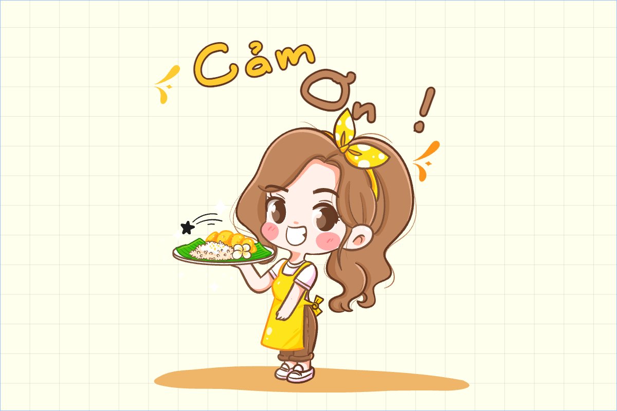 Mẫu Thank you card Dễ thương, cute, chibi, hoạt hình, cartoon — LayerPic