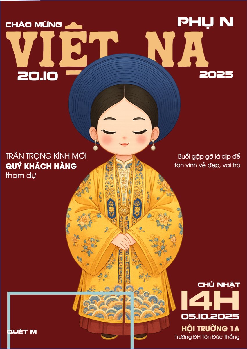 Mẫu Thư mời 20/10, Ngày phụ nữ Việt Nam, Vietnamese Women's Day, phụ nữ, sự kiện, event, dễ thương, cute, chibi, hoạt hình, cartoon — LayerPic