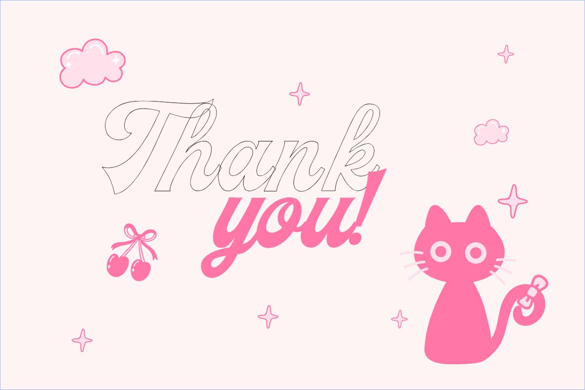 Mẫu Thank you card Dễ thương, cute, chibi, hoạt hình, cartoon — LayerPic