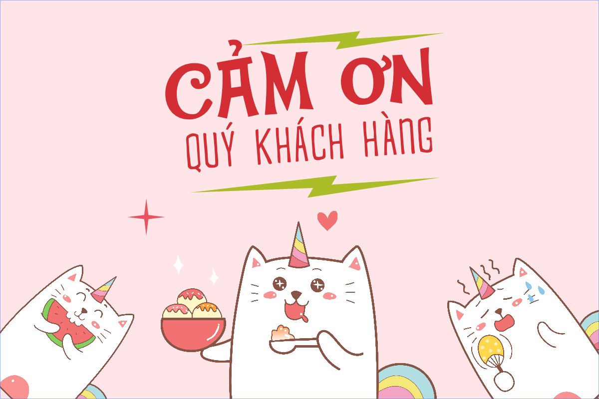 Mẫu Thank you card Dễ thương, cute, chibi, hoạt hình, cartoon , mèo, cat — LayerPic
