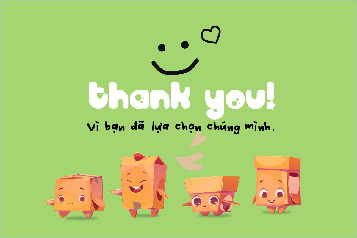Mẫu Thank you card Dễ thương, cute, chibi, hoạt hình, cartoon, delivery, vận chuyển, hàng hoá — LayerPic
