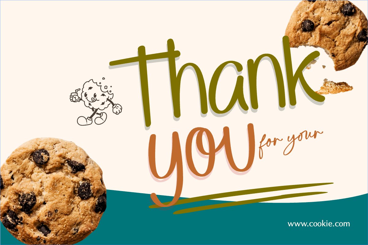 Mẫu Thank you card Hiện đại, dễ thương, morden, cute, bánh ngọt, cookie — LayerPic