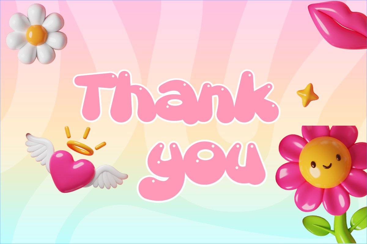 Mẫu Thank you card Dễ thương, cute, chibi, hoạt hình, cartoon, 3D cartoon — LayerPic