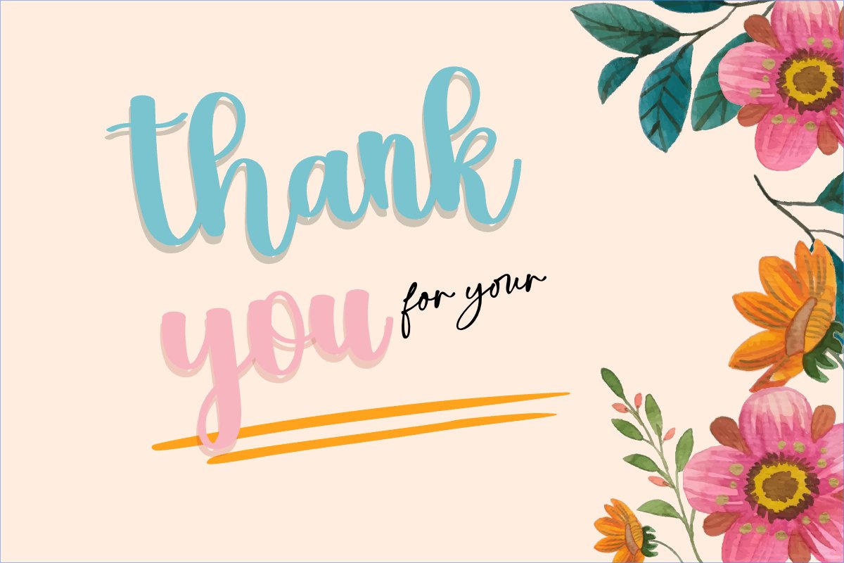 Mẫu Thank you card Hoa lá, thiên nhiên, floral, vintage — LayerPic