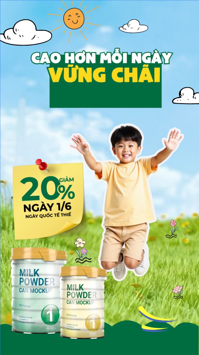Mẫu Bài post MXH (9:16) Quốc tế thiếu nhi, trẻ em,1/6, International Children's Day, children , sự kiện, event, chương trình, sale, giải trí, entertainment — LayerPic