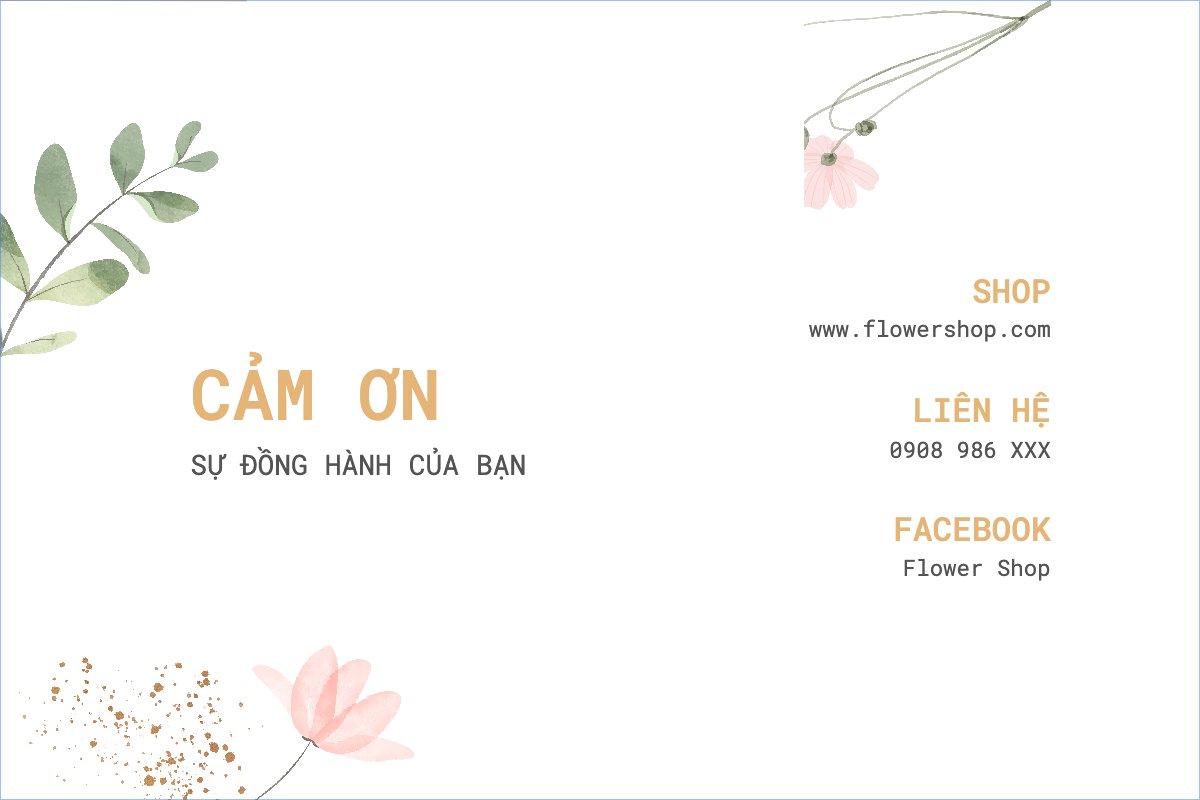 Mẫu Thank you card Hoa lá, thiên nhiên, floral, vintage — LayerPic