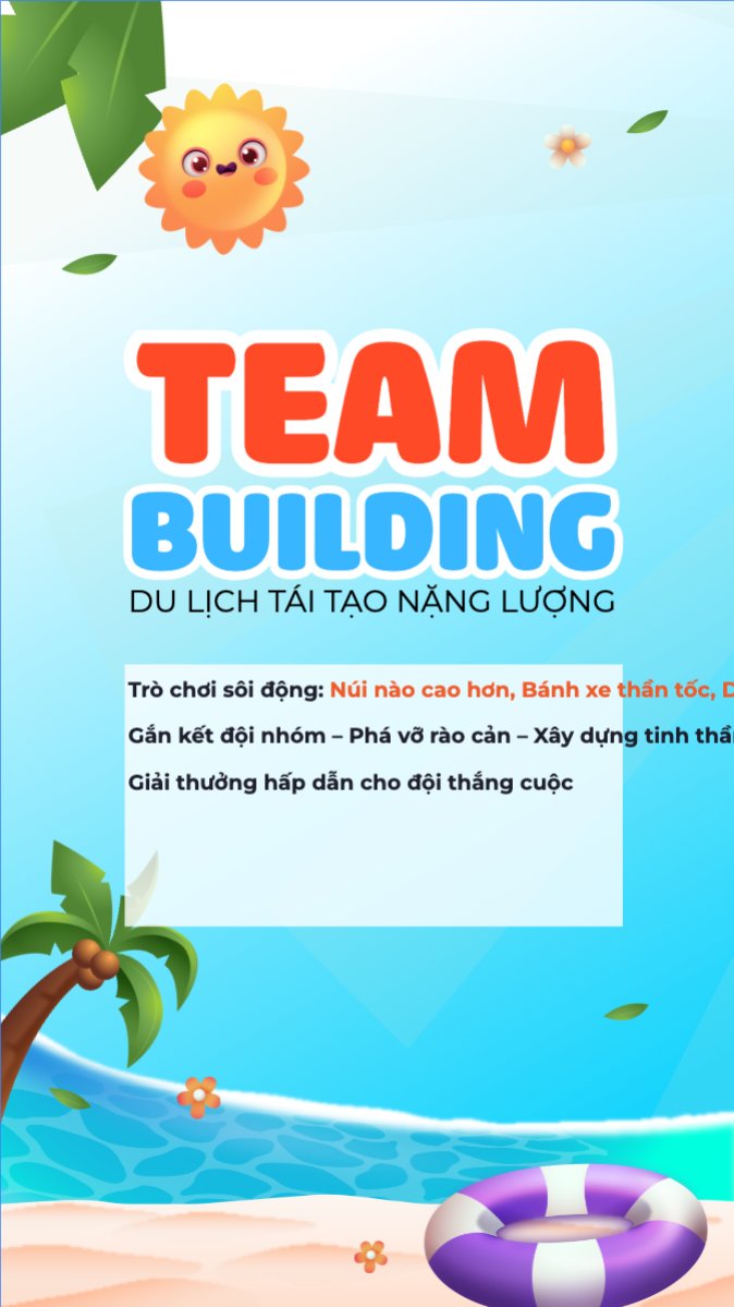 Mẫu Bài post MXH (9:16) Team building, mùa hè, summer, Du lịch, travel, tourism, trải nghiệm, khám phá — LayerPic