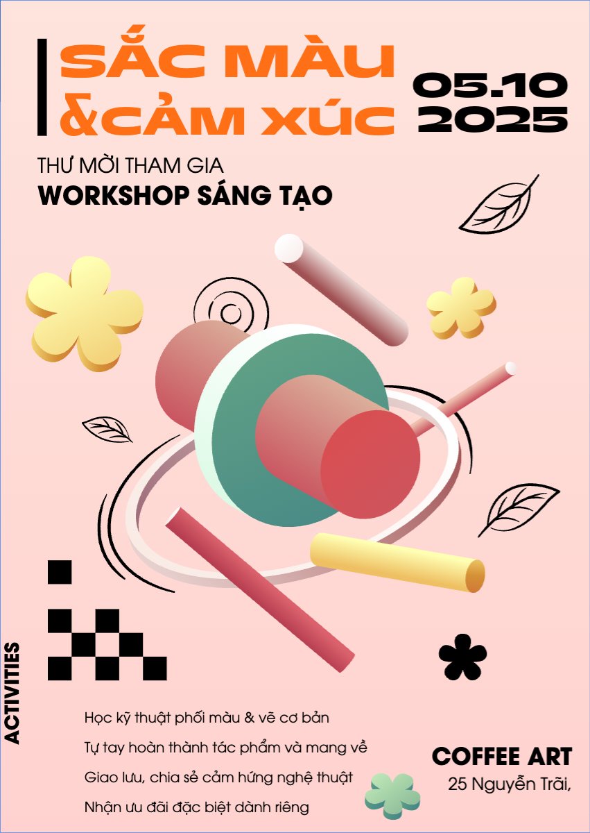 Mẫu Thư mời Workshop, vẽ, giáo dục, education, school, trường học, dễ thương, cute — LayerPic