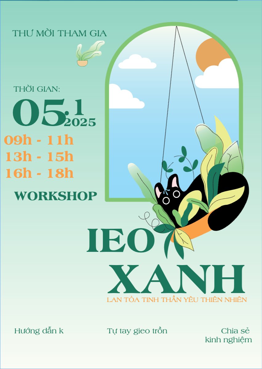 Mẫu Thư mời Workshop, trồng cây, sự kiện, event, đơn giản, simple, cute, dễ thương — LayerPic