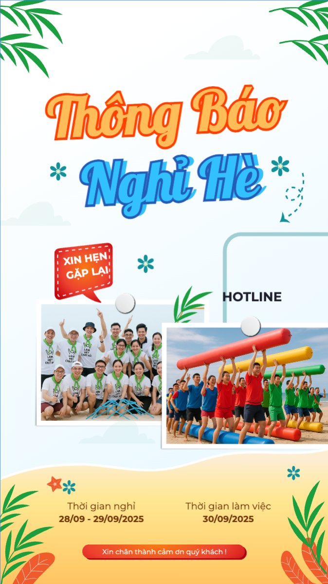 Mẫu Bài post MXH (9:16) Team building, mùa hè, summer, Du lịch, travel, tourism, trải nghiệm, khám phá — LayerPic